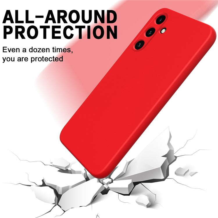 For Samsung Galaxy M15 5G / F15 5G Case Scratchproof Liquid Silicone Phone Cover with Wrist Strap - Red