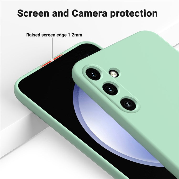 For Samsung Galaxy M15 5G / F15 5G Case Scratchproof Liquid Silicone Phone Cover with Wrist Strap - Green