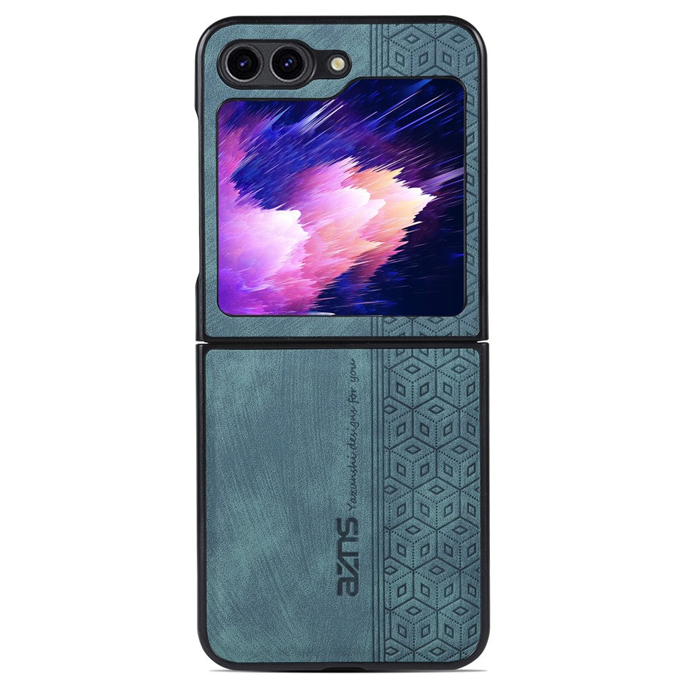 AZNS For Samsung Galaxy Z Flip7 FE 5G / Z Flip6 5G Case PU Leather Coated PC Hard Phone Cover - Green