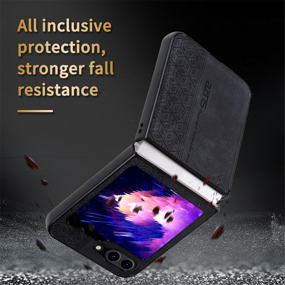 AZNS For Samsung Galaxy Z Flip7 FE 5G / Z Flip6 5G Case PU Leather Coated PC Hard Phone Cover - Purple