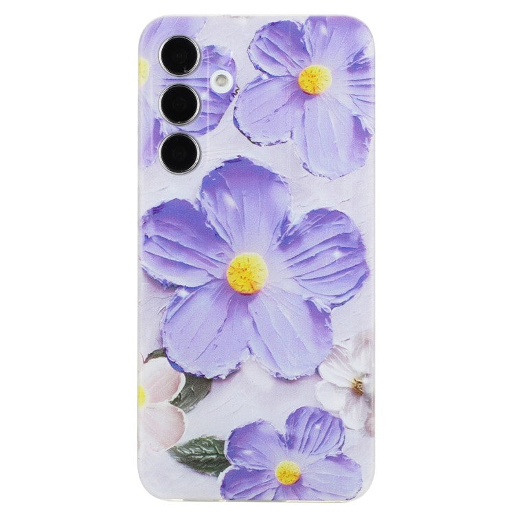 For Samsung Galaxy A25 5G (Global) (161.0 x 76.5 x 8.3mm) Case Pattern Printing Soft TPU Phone Case - Purple Flower