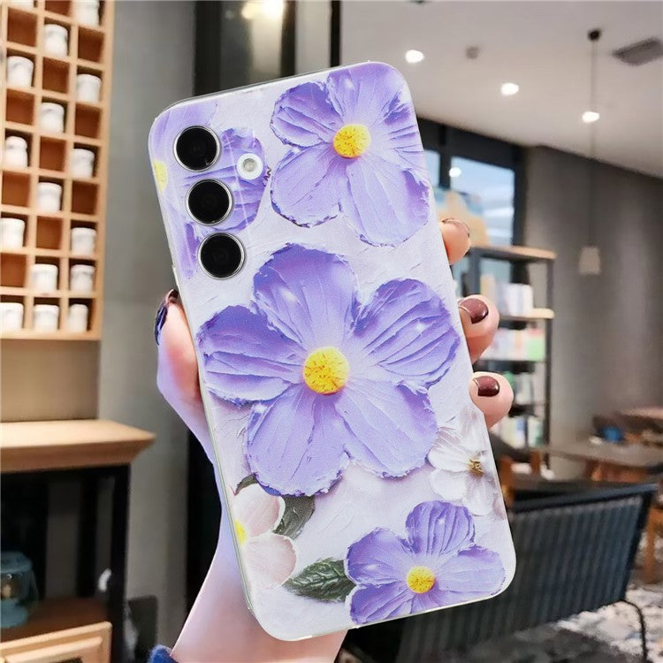 For Samsung Galaxy A25 5G (Global) (161.0 x 76.5 x 8.3mm) Case Pattern Printing Soft TPU Phone Case - Purple Flower