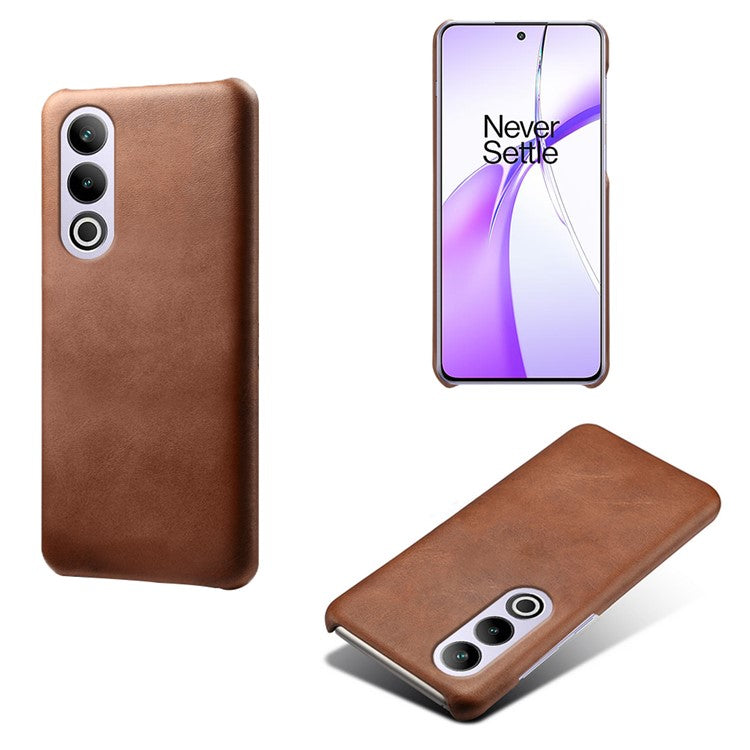 For OnePlus Ace 3V 5G Cases Leather Coated PC Calf Texture Cell Phone Cover - Brown