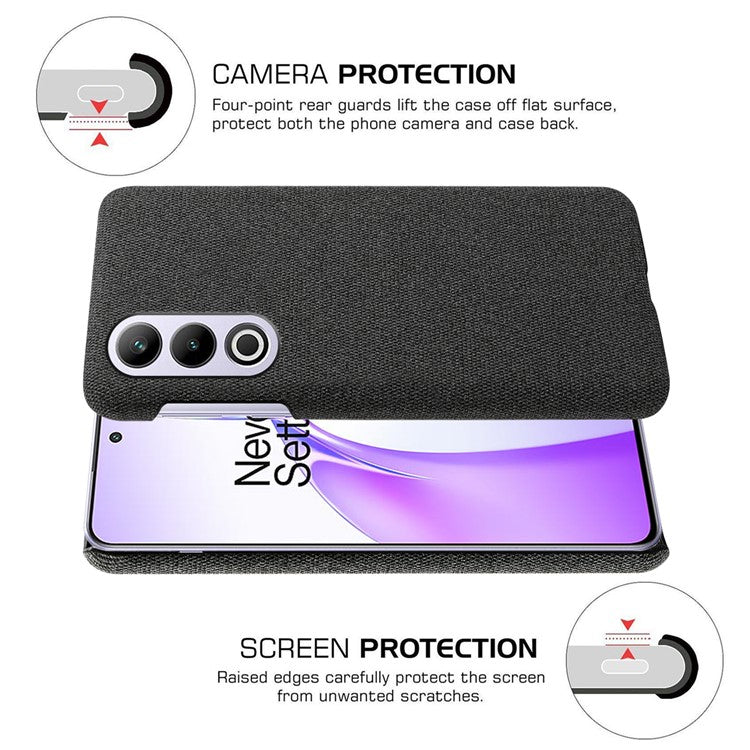 For OnePlus Ace 3V 5G Case Anti-Scratch Cloth+PC Phone Cover - Black
