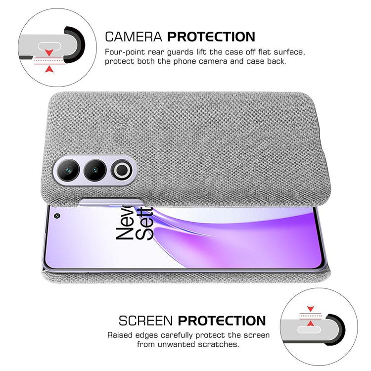 For OnePlus Ace 3V 5G Case Anti-Scratch Cloth+PC Phone Cover - Light Grey