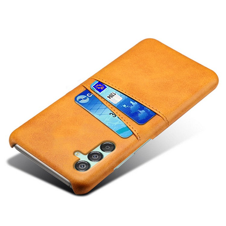 For Samsung Galaxy F15 5G / M15 5G Case PU Leather Hard PC Shockproof Shell with 2 Card Slots - Orange