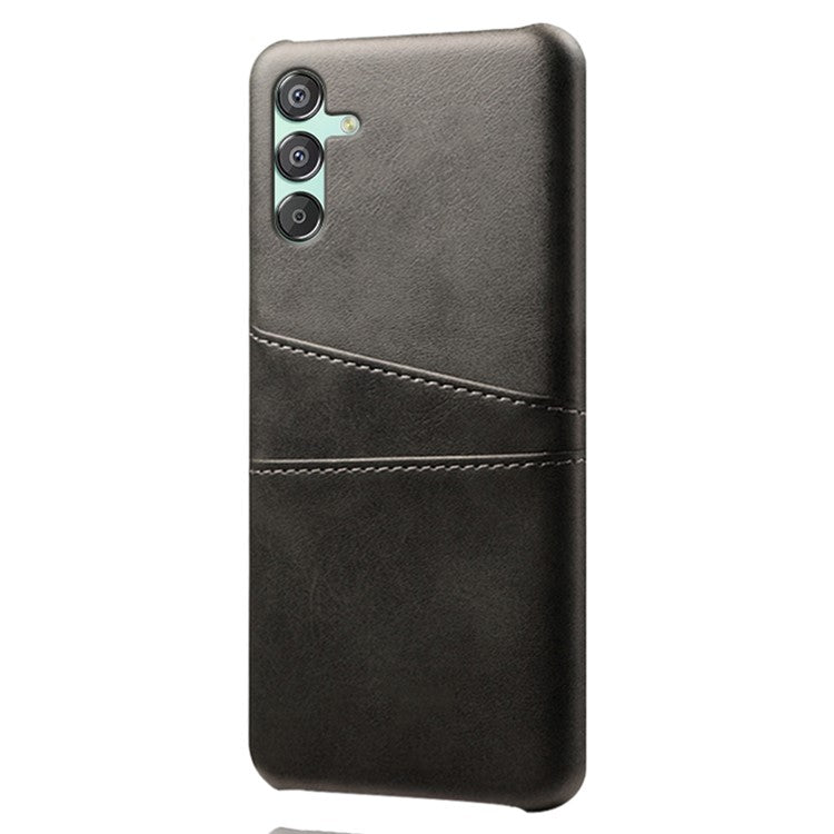 For Samsung Galaxy F15 5G / M15 5G Case PU Leather Hard PC Shockproof Shell with 2 Card Slots - Black