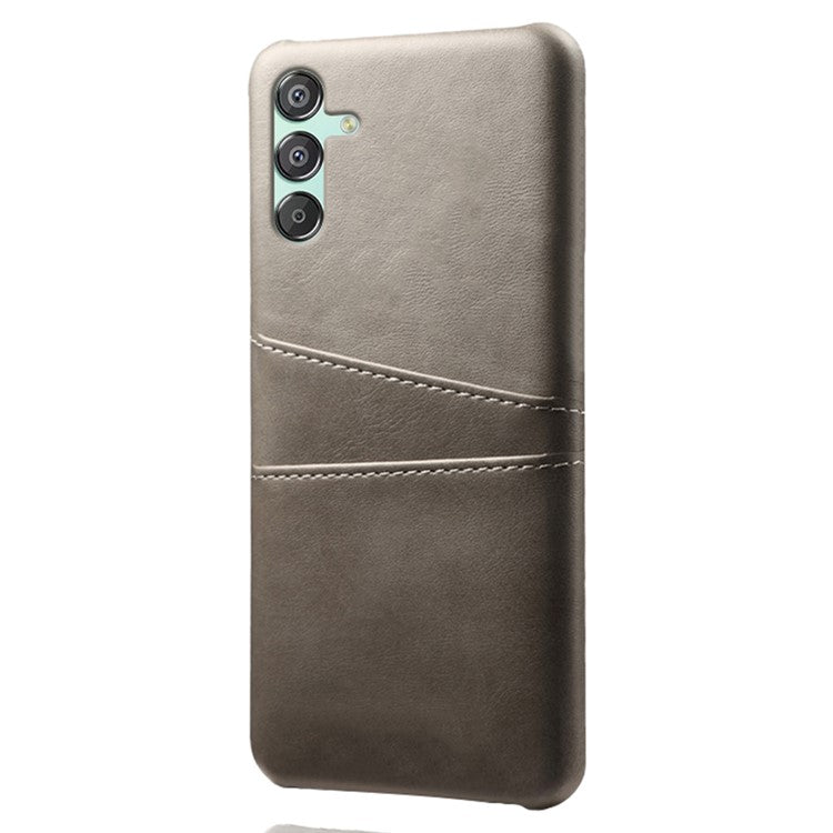 For Samsung Galaxy F15 5G / M15 5G Case PU Leather Hard PC Shockproof Shell with 2 Card Slots - Grey