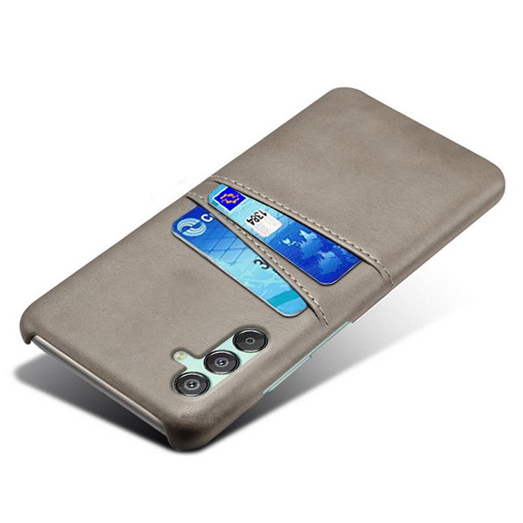 For Samsung Galaxy F15 5G / M15 5G Case PU Leather Hard PC Shockproof Shell with 2 Card Slots - Grey