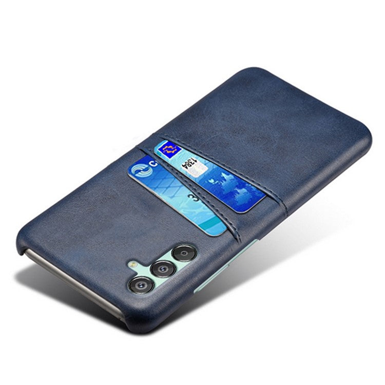 For Samsung Galaxy F15 5G / M15 5G Case PU Leather Hard PC Shockproof Shell with 2 Card Slots - Blue