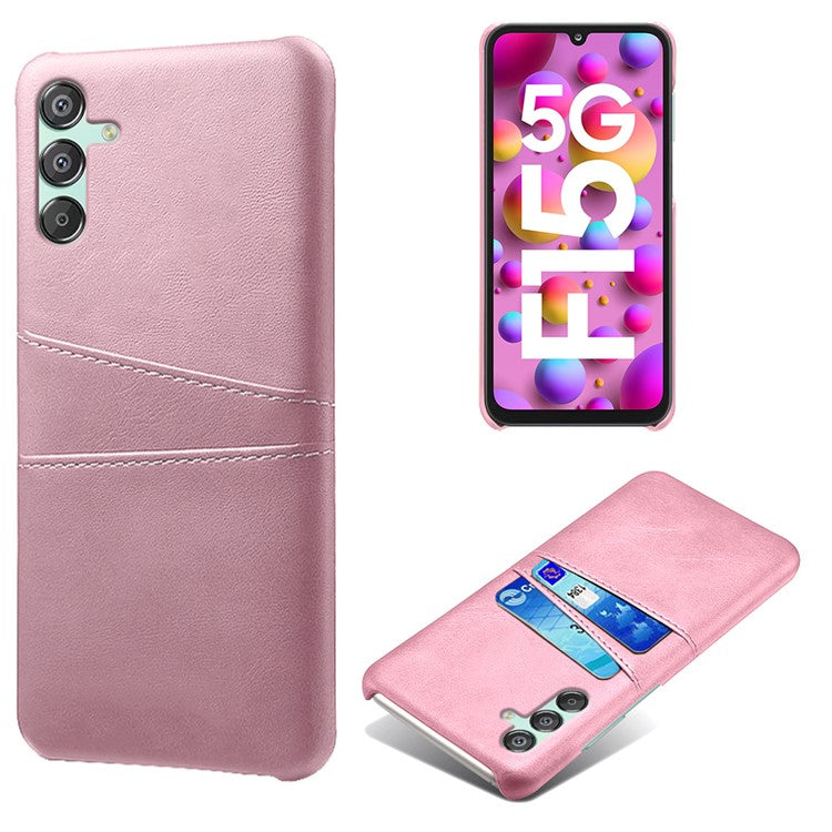 For Samsung Galaxy F15 5G / M15 5G Case PU Leather Hard PC Shockproof Shell with 2 Card Slots - Rose Gold