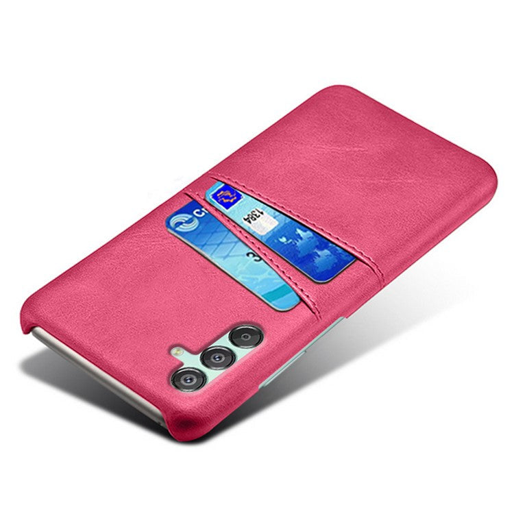 For Samsung Galaxy F15 5G / M15 5G Case PU Leather Hard PC Shockproof Shell with 2 Card Slots - Rose