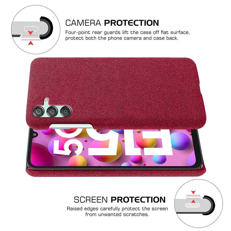 For Samsung Galaxy F15 5G / M15 5G Case Cloth+PC Anti-scratch Phone Cover - Red