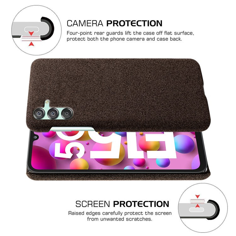 For Samsung Galaxy F15 5G / M15 5G Case Cloth+PC Anti-scratch Phone Cover - Brown
