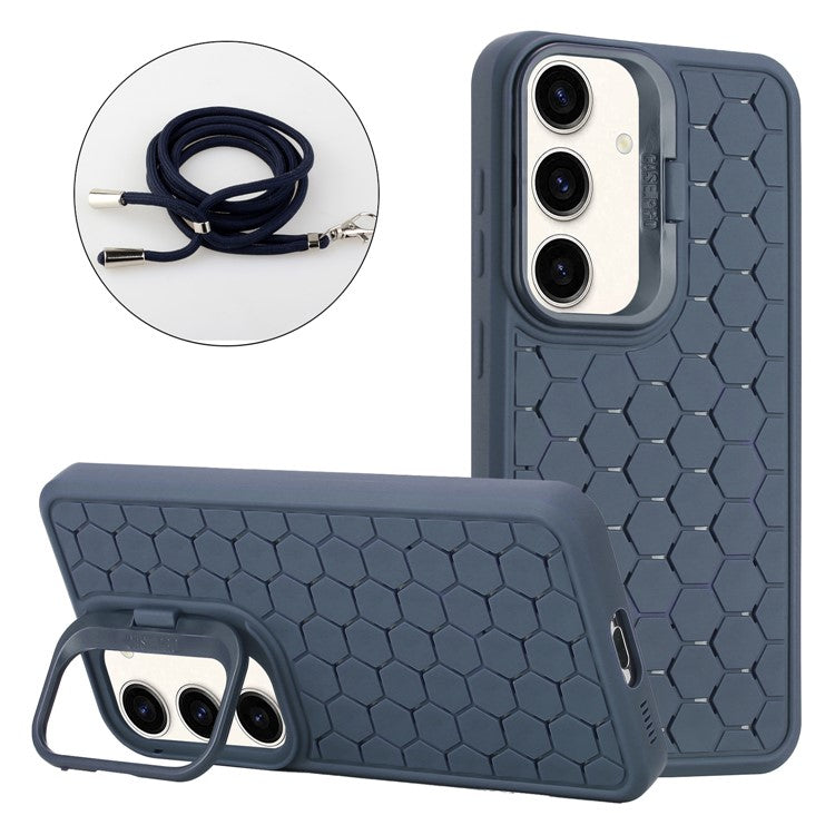 For Samsung Galaxy S23 FE Case Heat Dissipation Soft TPU Kickstand Smart Phone Cover - Dark Blue