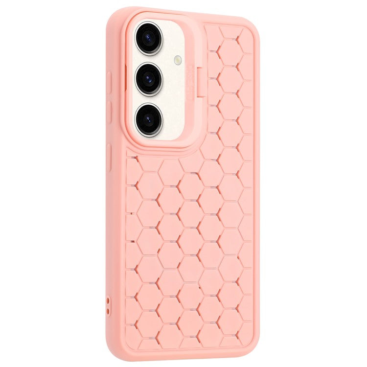 For Samsung Galaxy S23 FE Case Breathable Cooling TPU Phone Cover with Lens Kickstand - Pink