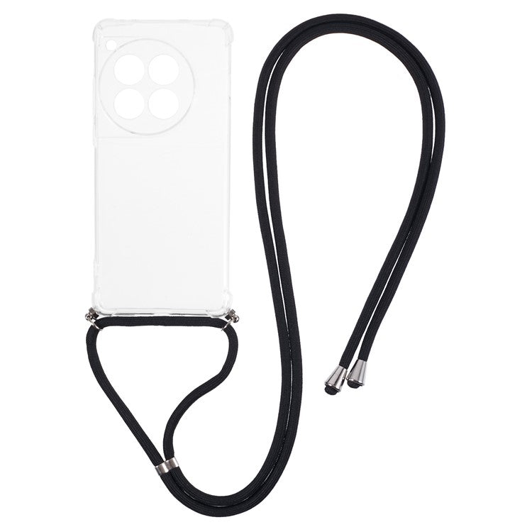 For OnePlus 12 5G Clear Case Soft TPU Corner Protection Phone Cover with Lanyard
