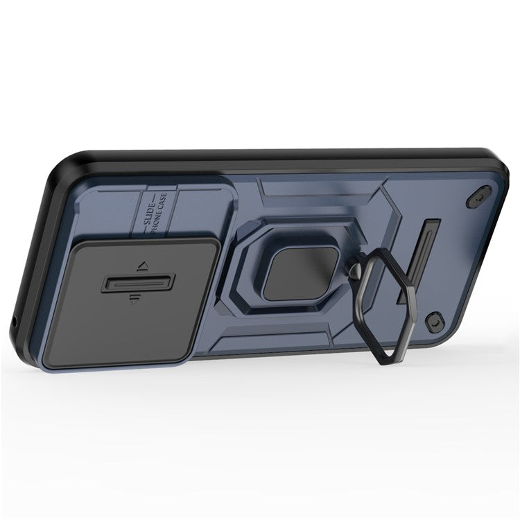 For Huawei Pura 70 Case PC+TPU Protective Phone Shell with Slide Lens Cover - Blue