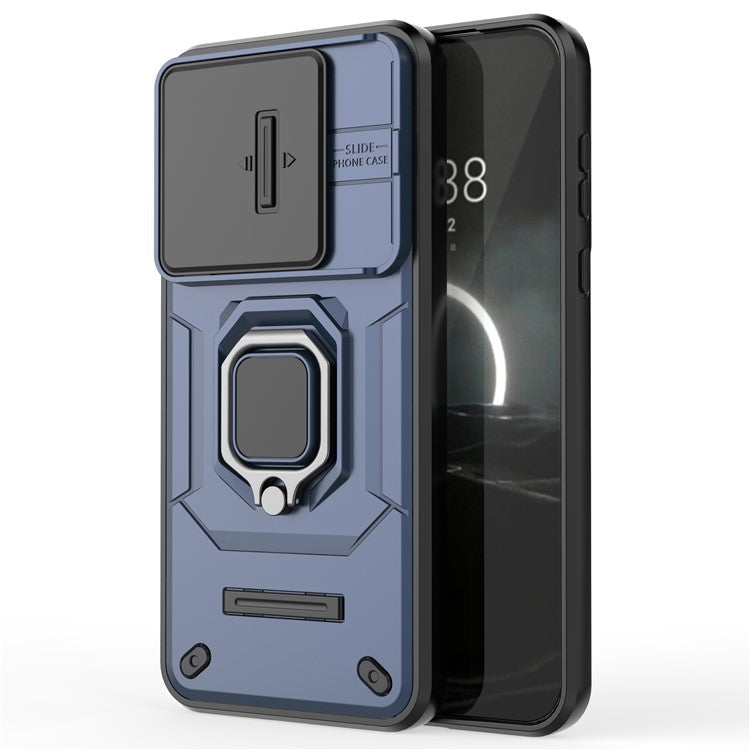 For Huawei Pura 70 Case PC+TPU Protective Phone Shell with Slide Lens Cover - Blue
