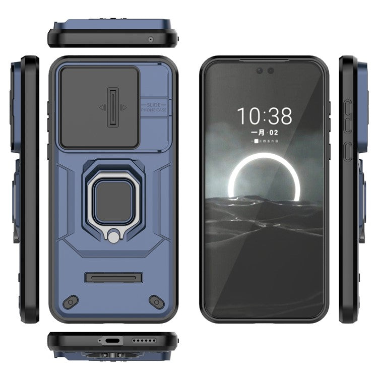 For Huawei Pura 70 Case PC+TPU Protective Phone Shell with Slide Lens Cover - Blue