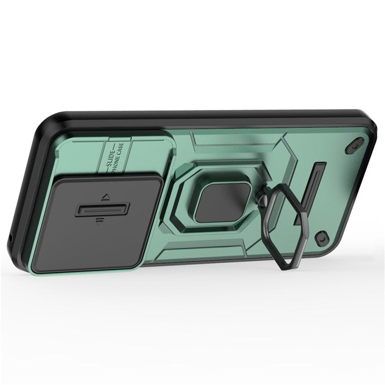 For Huawei Pura 70 Case PC+TPU Protective Phone Shell with Slide Lens Cover - Green