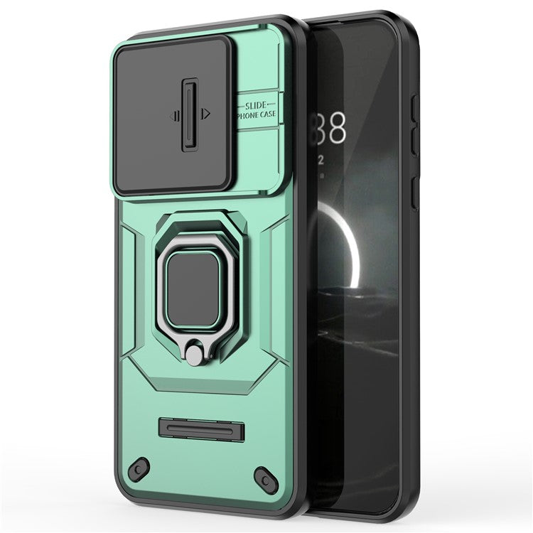 For Huawei Pura 70 Case PC+TPU Protective Phone Shell with Slide Lens Cover - Green