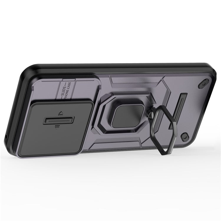 For Huawei Pura 70 Case PC+TPU Protective Phone Shell with Slide Lens Cover - Purple