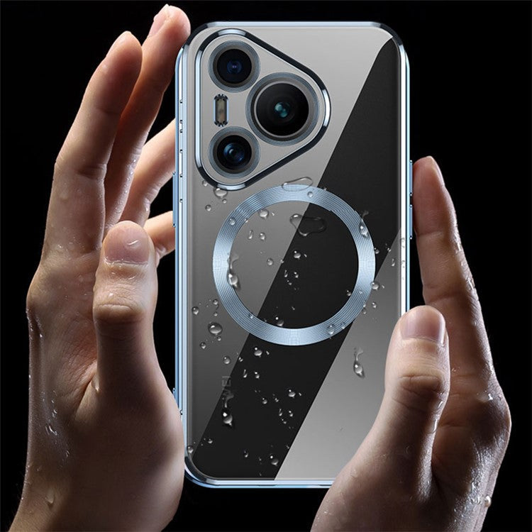For Huawei Pura 70 Pro Clear Case Electroplating TPU Phone Cover Built-In Glass Lens Film - Light Purple