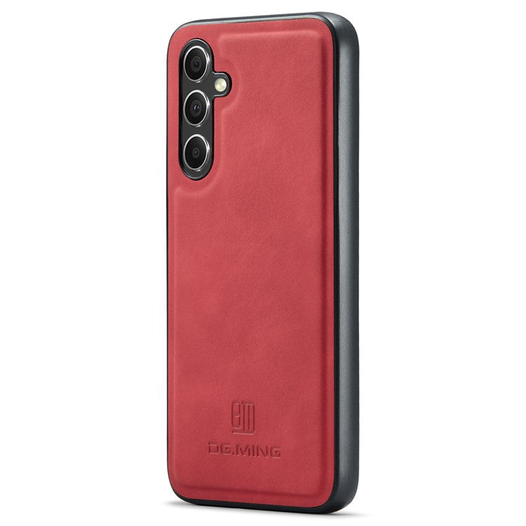DG.MING For Samsung Galaxy A55 5G Case PU Leather+PC+TPU Hybrid Phone Cover - Red