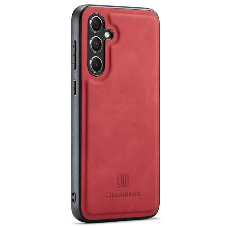 DG.MING For Samsung Galaxy A55 5G Case PU Leather+PC+TPU Hybrid Phone Cover - Red