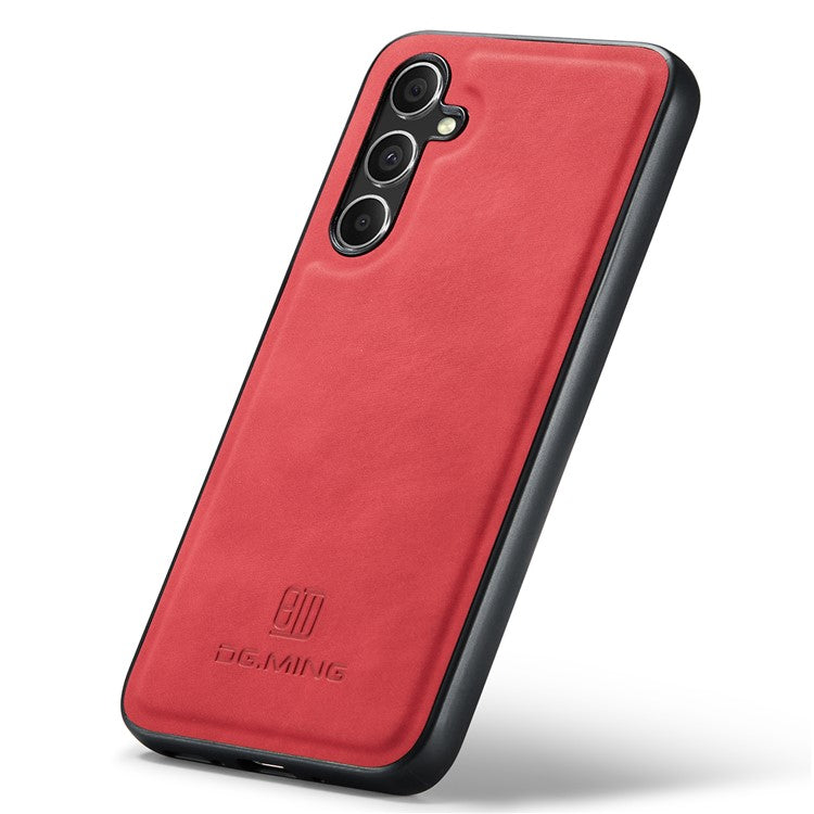 DG.MING For Samsung Galaxy A55 5G Case PU Leather+PC+TPU Hybrid Phone Cover - Red
