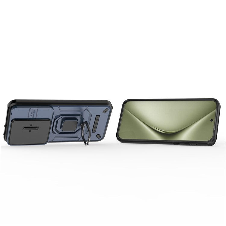 For Huawei Pura 70 Ultra Case Kickstand Shockproof Rugged PC+TPU Phone Cover Camera Protection - Blue