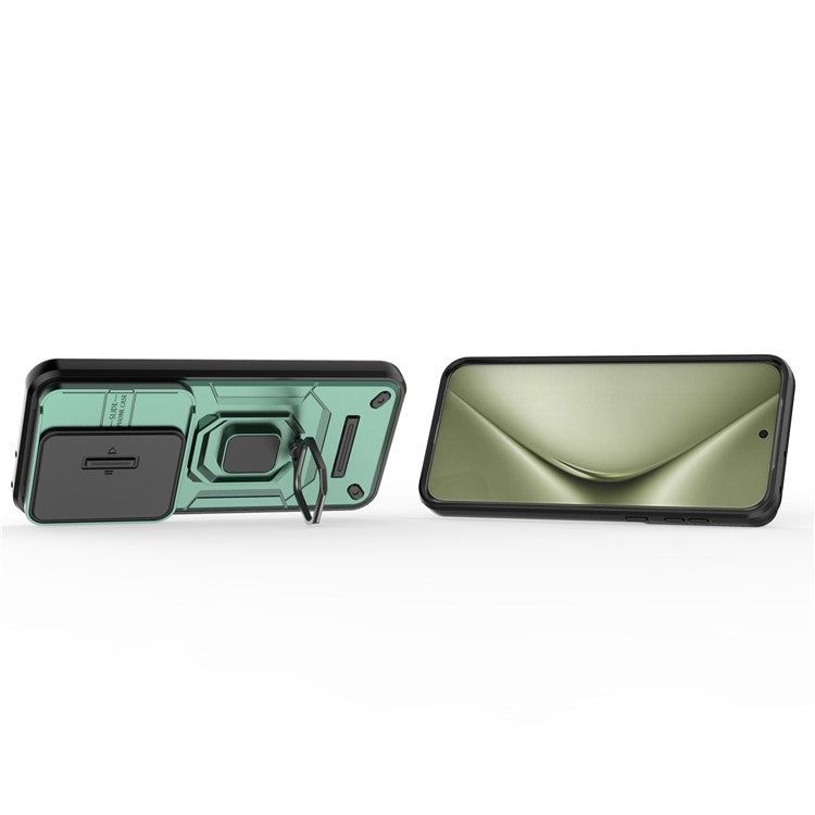 For Huawei Pura 70 Ultra Case Kickstand Shockproof Rugged PC+TPU Phone Cover Camera Protection - Green