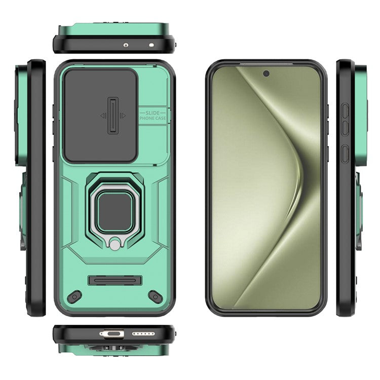 For Huawei Pura 70 Ultra Case Kickstand Shockproof Rugged PC+TPU Phone Cover Camera Protection - Green