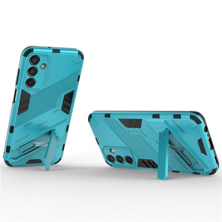 For Samsung Galaxy M15 5G Case Kickstand Anti-Scratch PC+TPU Armour Phone Cover - Baby Blue