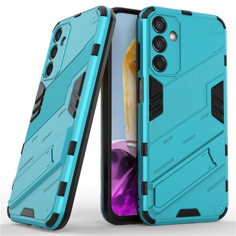 For Samsung Galaxy M15 5G Case Kickstand Anti-Scratch PC+TPU Armour Phone Cover - Baby Blue