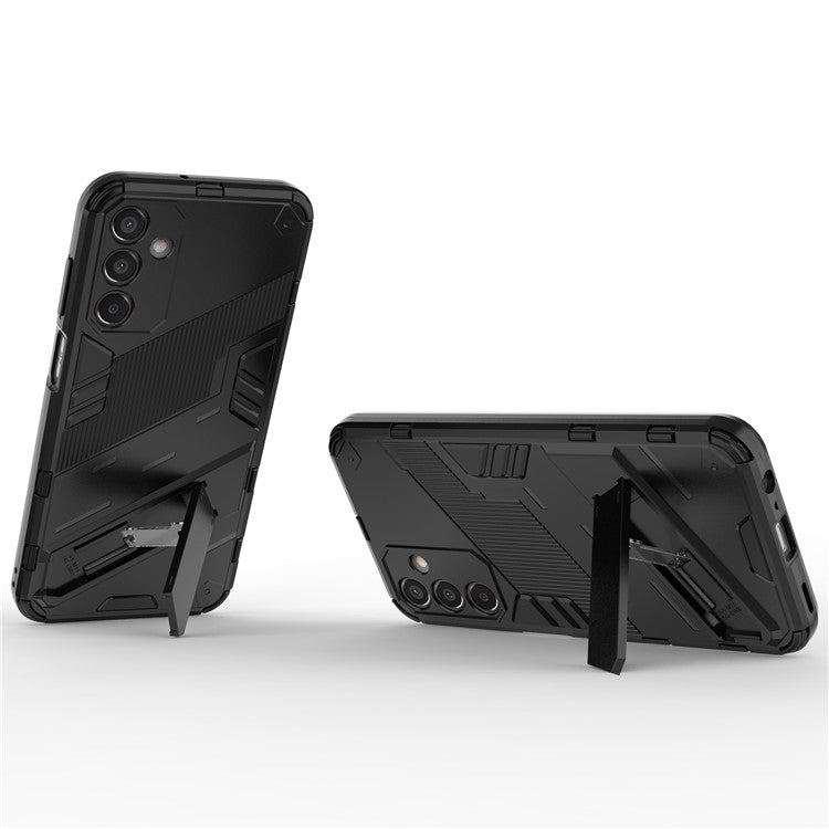 For Samsung Galaxy M15 5G Case Kickstand Anti-Scratch PC+TPU Armour Phone Cover - Black
