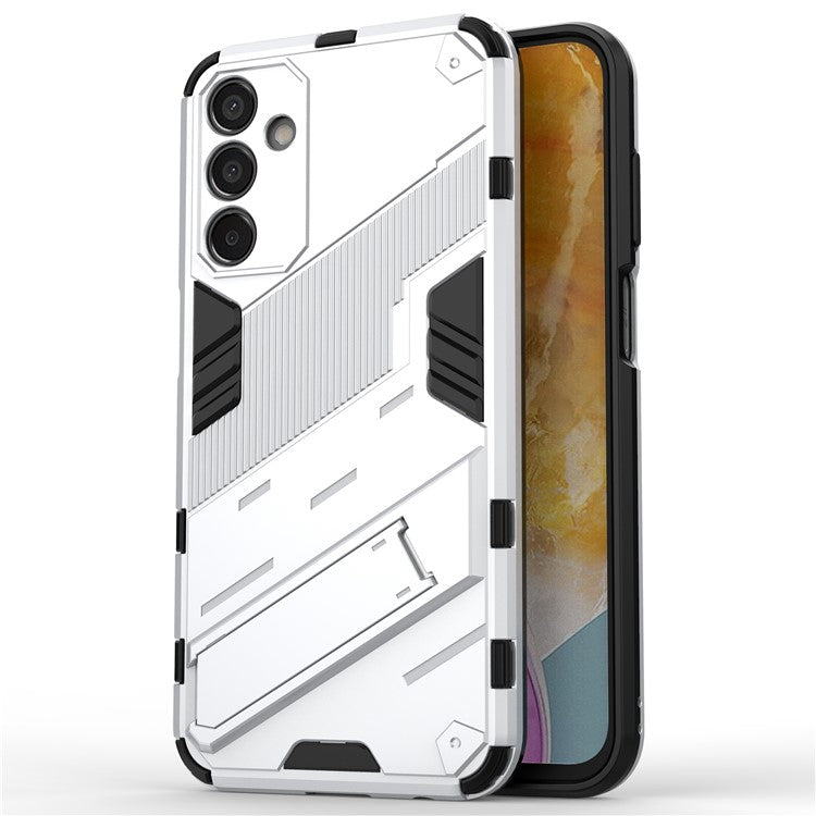 For Samsung Galaxy M15 5G Case Kickstand Anti-Scratch PC+TPU Armour Phone Cover - White