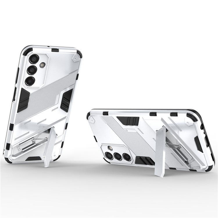 For Samsung Galaxy M15 5G Case Kickstand Anti-Scratch PC+TPU Armour Phone Cover - White