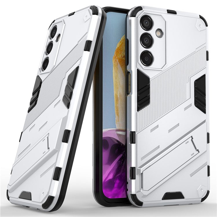 For Samsung Galaxy M15 5G Case Kickstand Anti-Scratch PC+TPU Armour Phone Cover - White