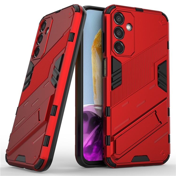 For Samsung Galaxy M15 5G Case Kickstand Anti-Scratch PC+TPU Armour Phone Cover - Red