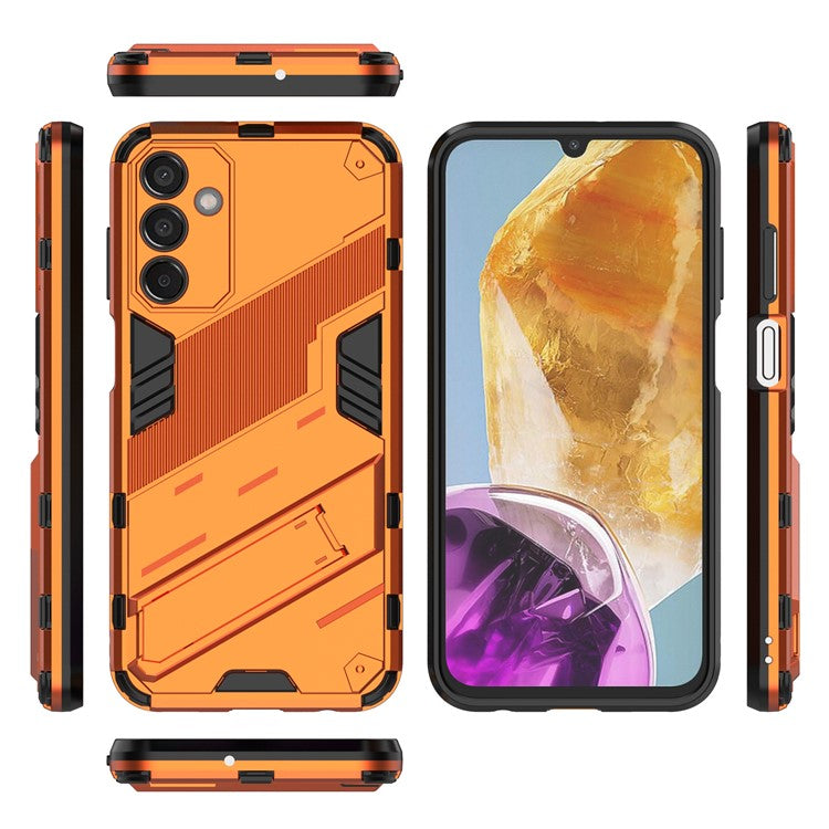 For Samsung Galaxy M15 5G Case Kickstand Anti-Scratch PC+TPU Armour Phone Cover - Orange