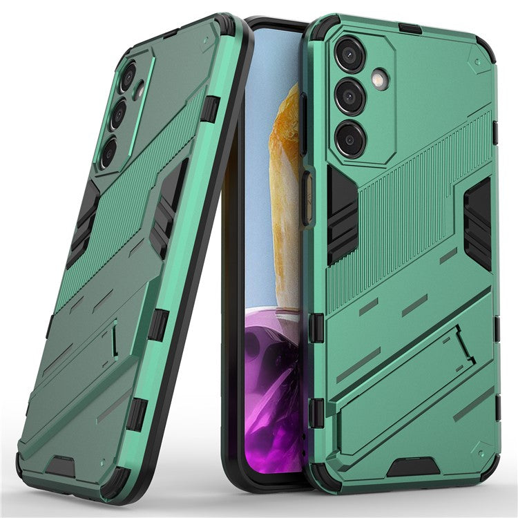For Samsung Galaxy M15 5G Case Kickstand Anti-Scratch PC+TPU Armour Phone Cover - Green