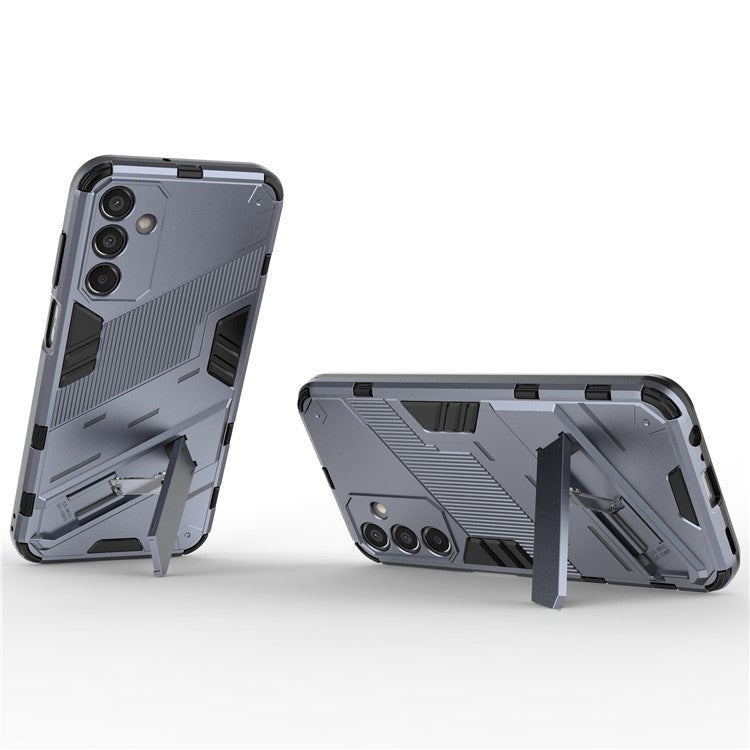 For Samsung Galaxy M15 5G Case Kickstand Anti-Scratch PC+TPU Armour Phone Cover - Grey