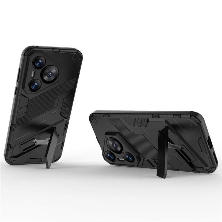 For Huawei Pura 70 Kickstand Case PC+TPU Dual Layer Protection Phone Cover - Black