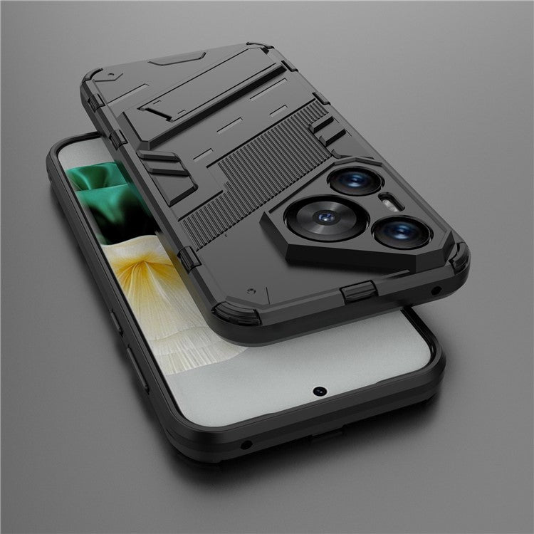 For Huawei Pura 70 Kickstand Case PC+TPU Dual Layer Protection Phone Cover - Black