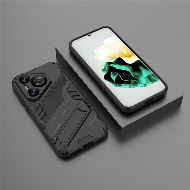 For Huawei Pura 70 Kickstand Case PC+TPU Dual Layer Protection Phone Cover - Black
