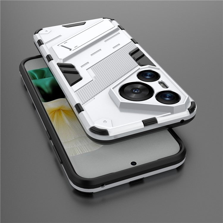 For Huawei Pura 70 Kickstand Case PC+TPU Dual Layer Protection Phone Cover - White