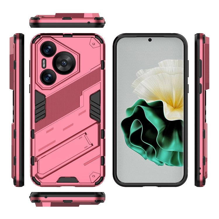 For Huawei Pura 70 Kickstand Case PC+TPU Dual Layer Protection Phone Cover - Rose
