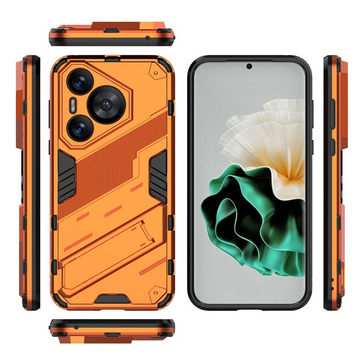 For Huawei Pura 70 Kickstand Case PC+TPU Dual Layer Protection Phone Cover - Orange